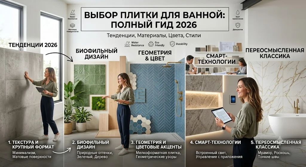 Какую плитку выбрать для ванной: полный гид 2026